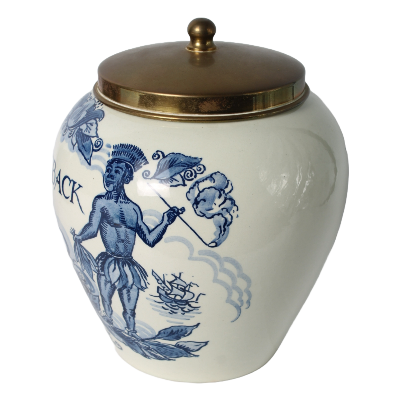 Antique TOEBACK Tobacco Jar | Goedewaagen Holland | Delft Blue Pottery