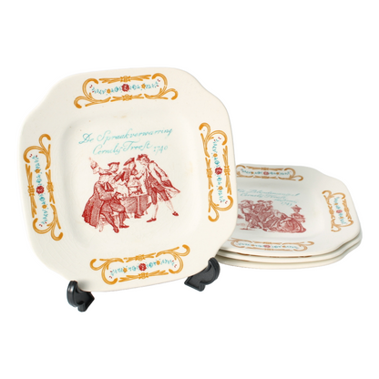 Set of Four Decorative Cornelis Troost Wall Plates, Boch Frères, Belgium