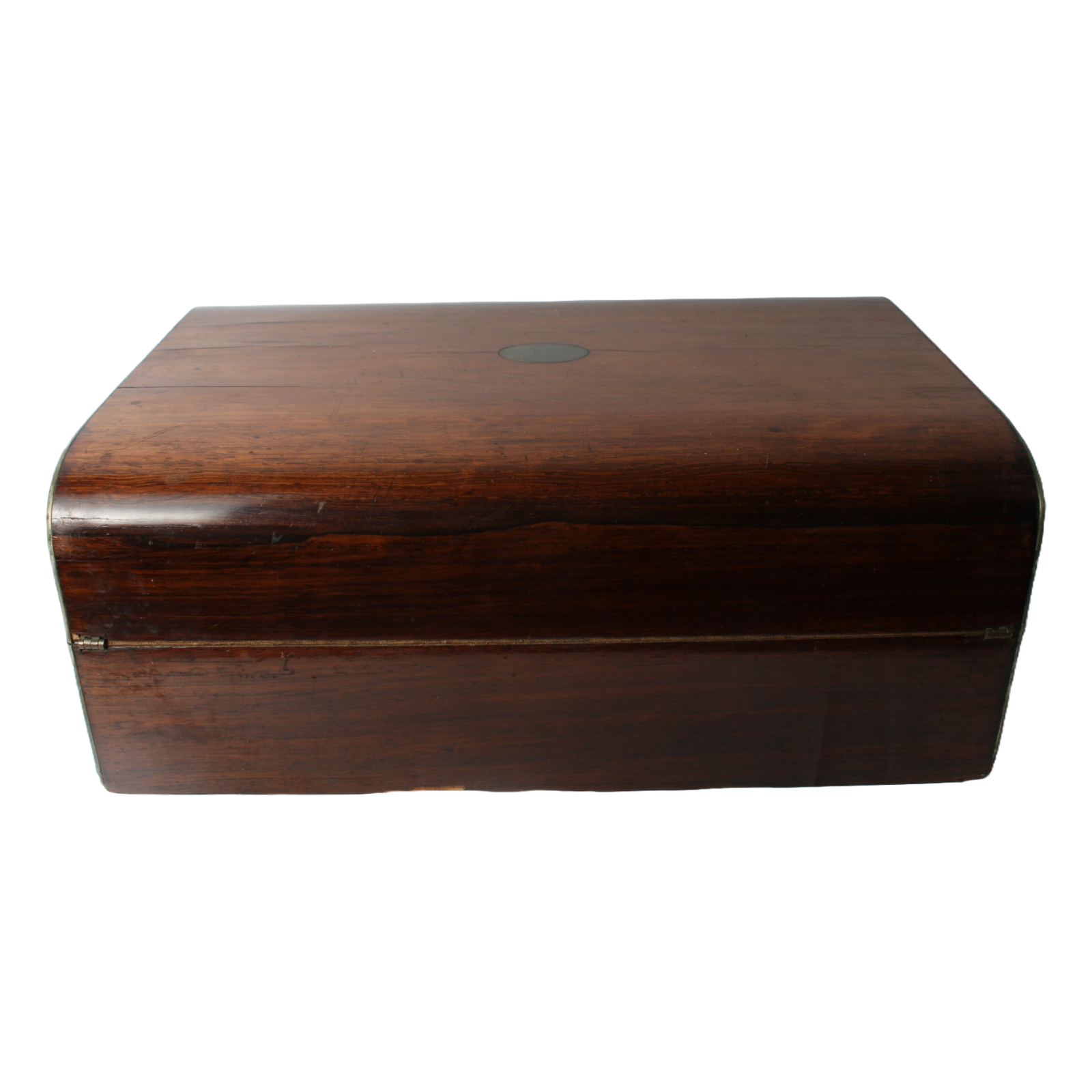 Antique Writing Slope – Wooden 19th Century Writing Box with Purple Velvet Inter