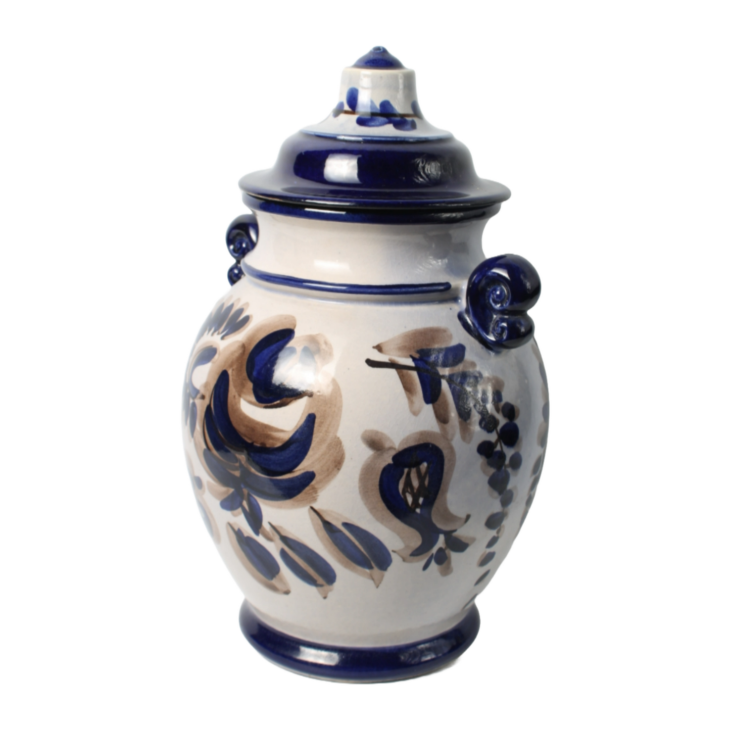 Vintage German Ceramic Rumtopf Pot with Lid - Hand-Painted, 20th Century