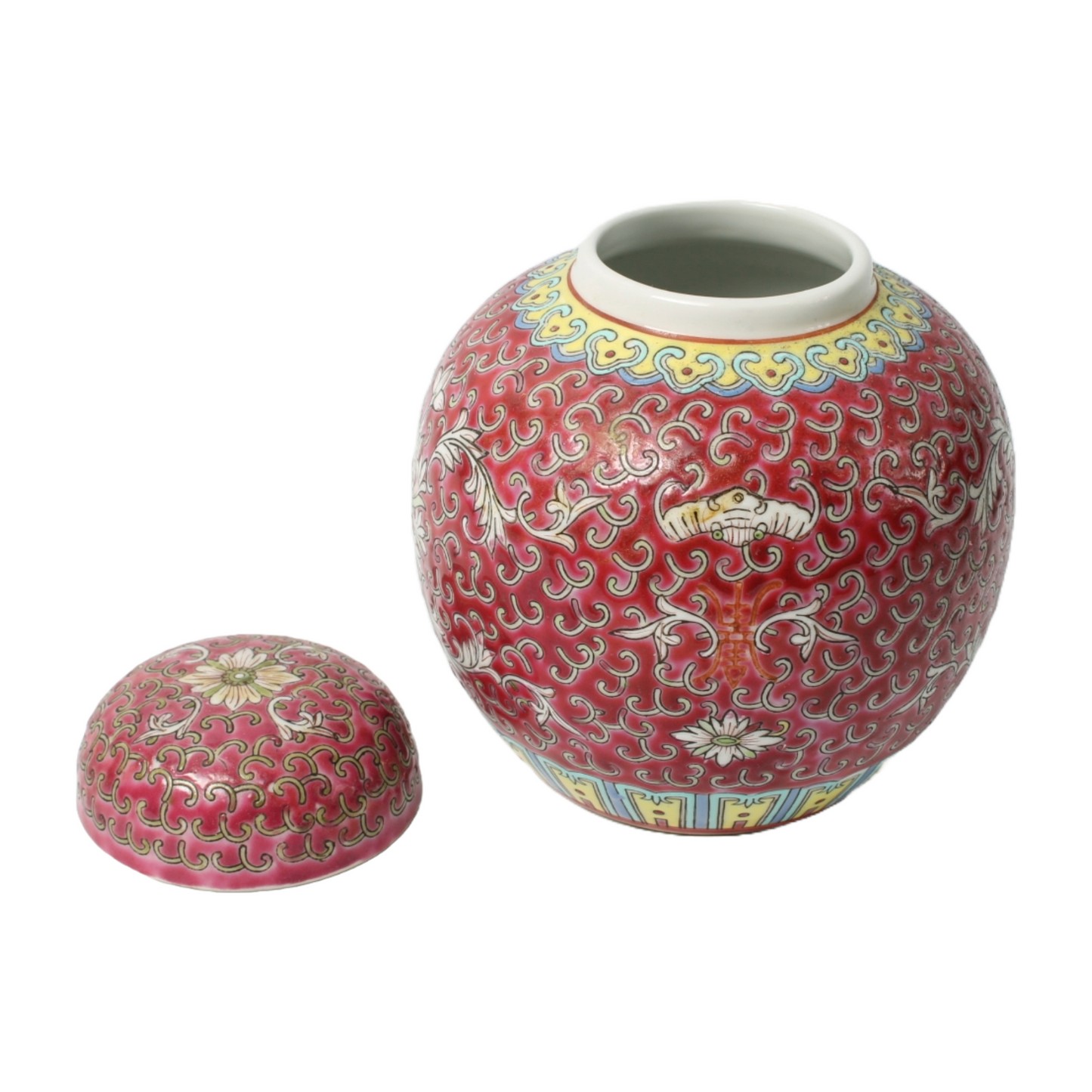 Vintage Chinese Ginger Jar - Hand-Painted Porcelain - 20th Century - 15 cm Tall