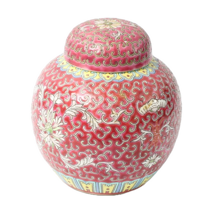 Vintage Chinese Ginger Jar - Hand-Painted Porcelain - 20th Century - 15 cm Tall