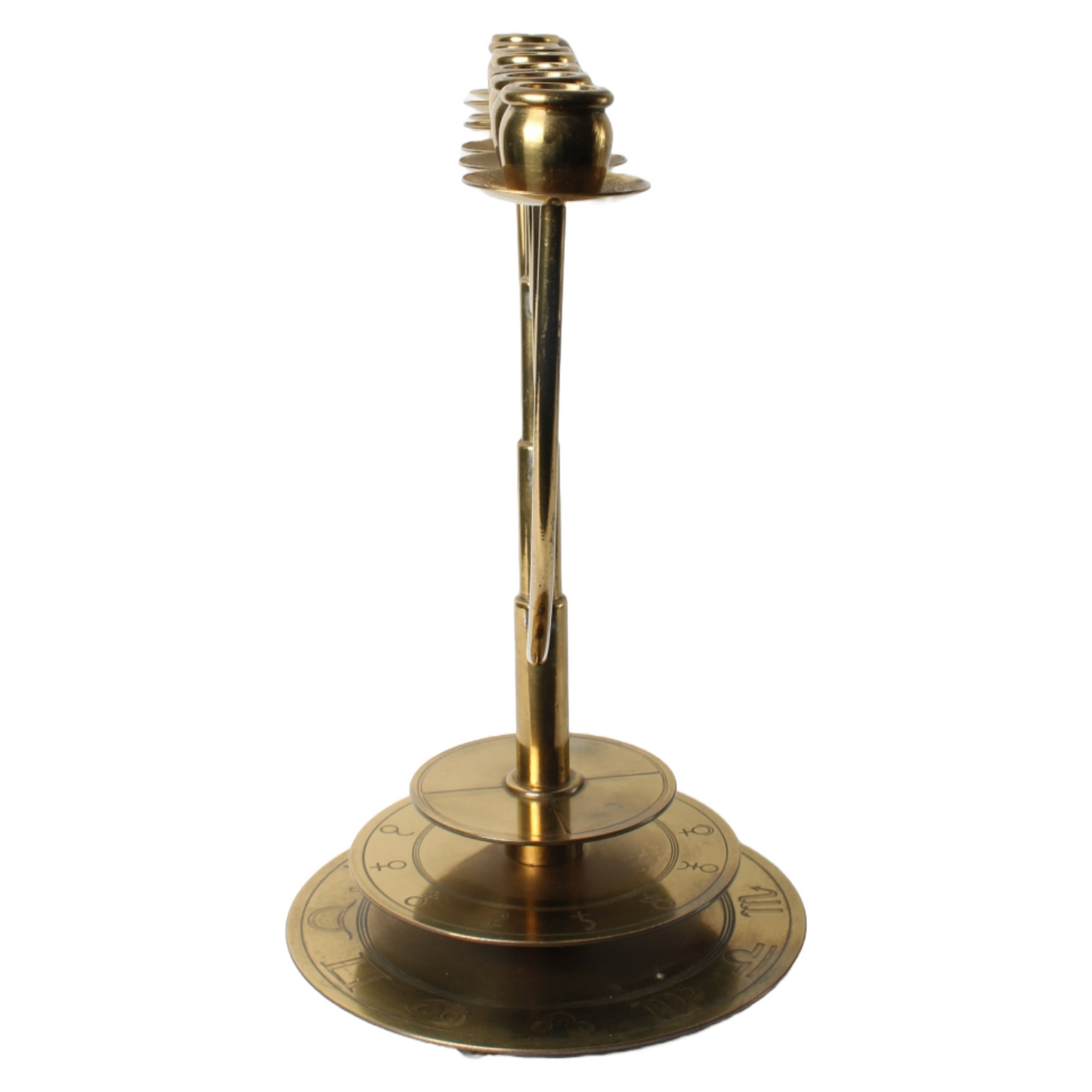 Astrological Menorah, Brass, 20th Century, Decorative and Symbolic