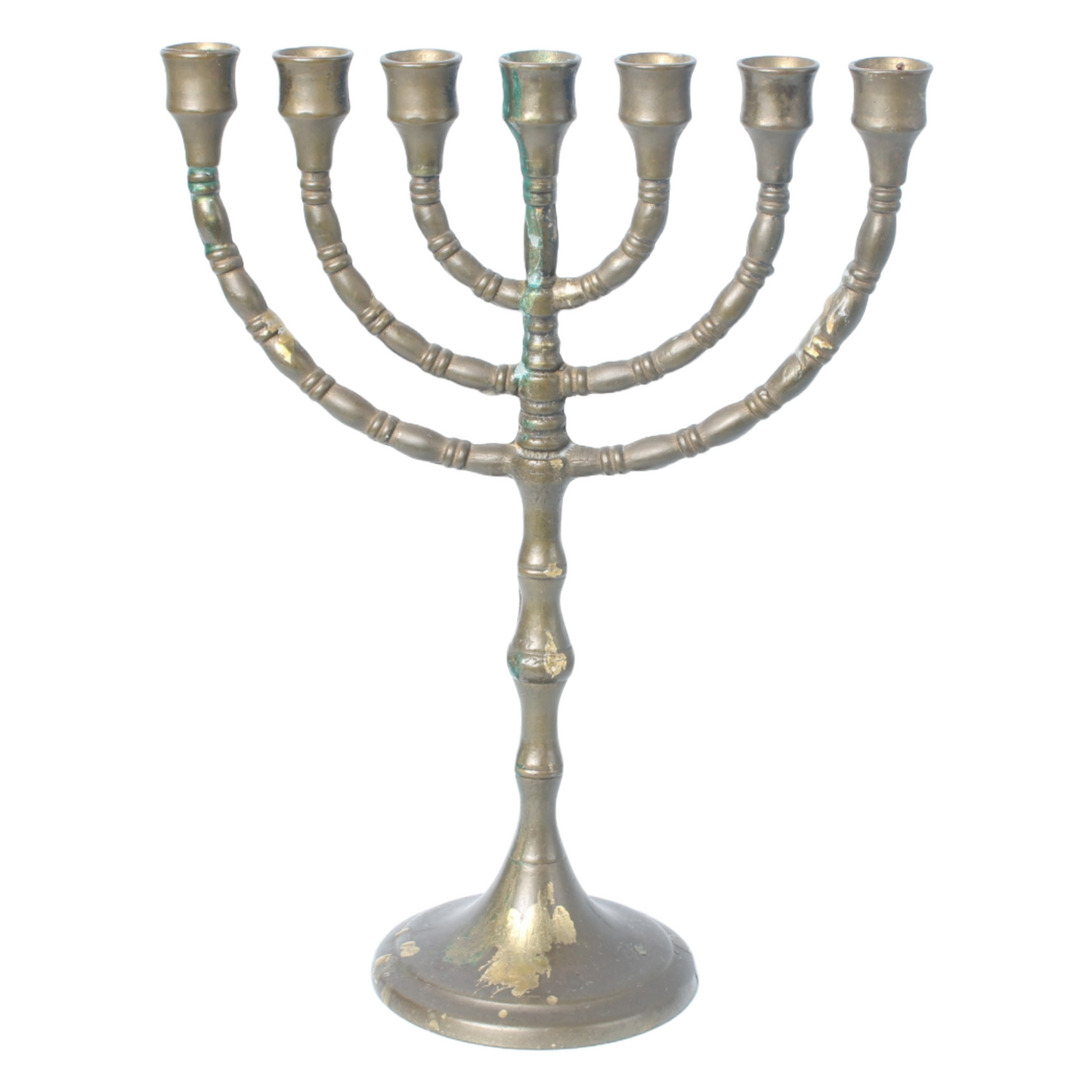 Vintage Brass 7-Arm Menorah from Israel, Judaica Candlestick, Jerusalem