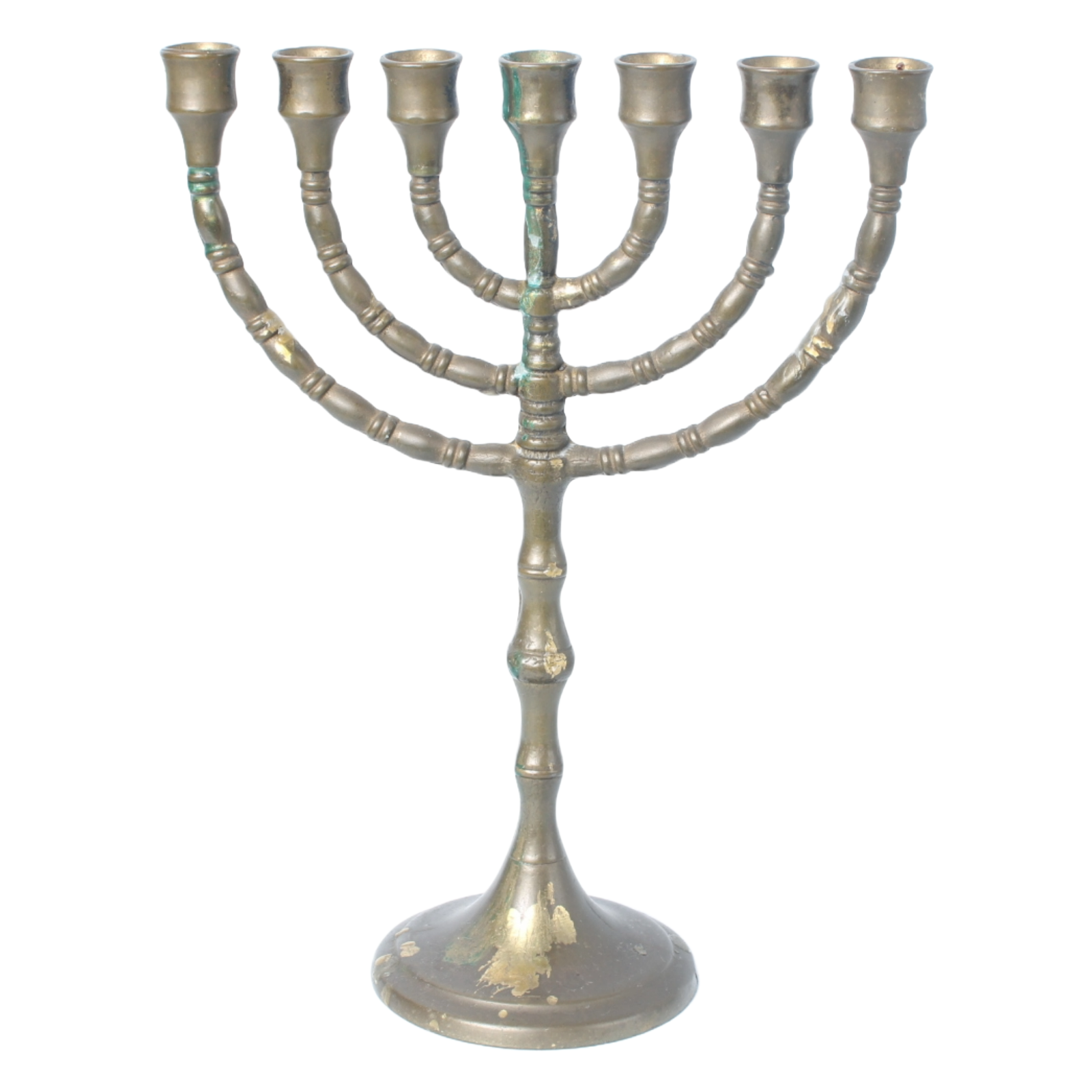Vintage Brass 7-Arm Menorah from Israel, Judaica Candlestick, Jerusalem