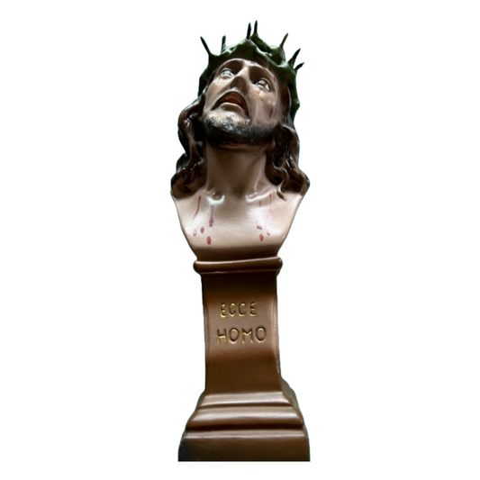 Vintage "Ecce Homo" Plaster Bust of Jesus with Crown of Thorns, Authentic