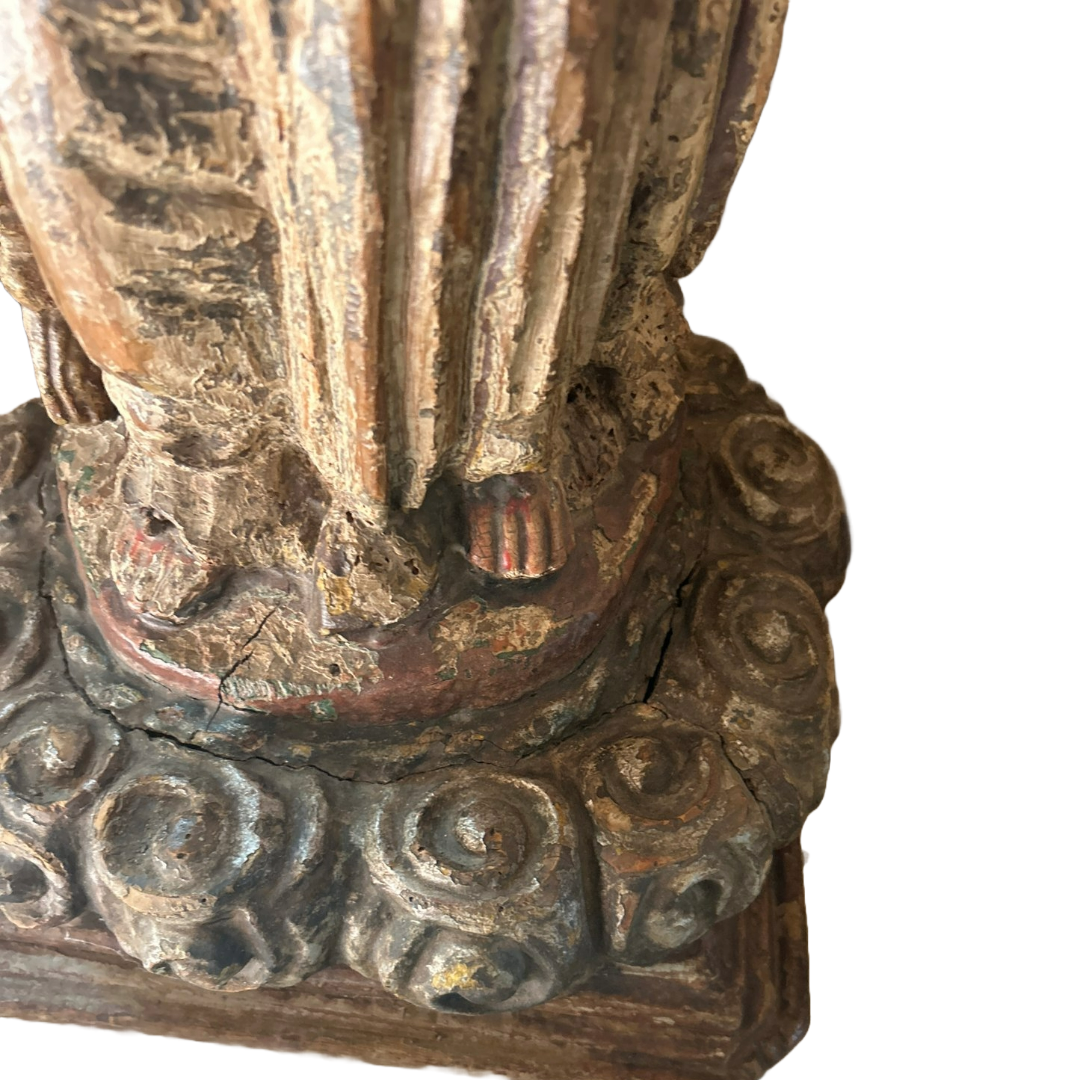 Rare 17th Century Spanish Colonial Wooden Statue of Saint Francis of Assisi