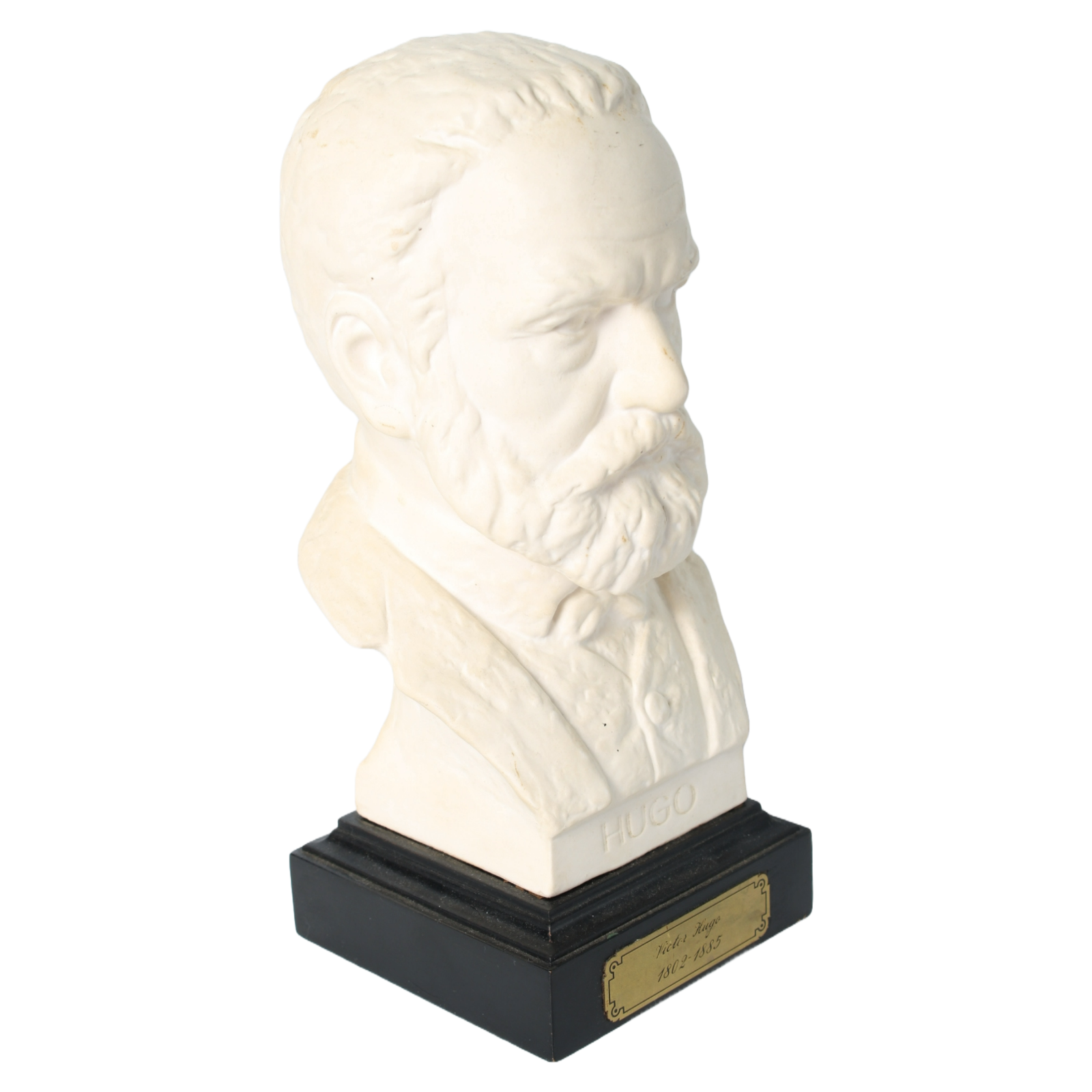 Vintage Goebel Victor Hugo Bust | Bisque Porcelain Sculpture on Black Base