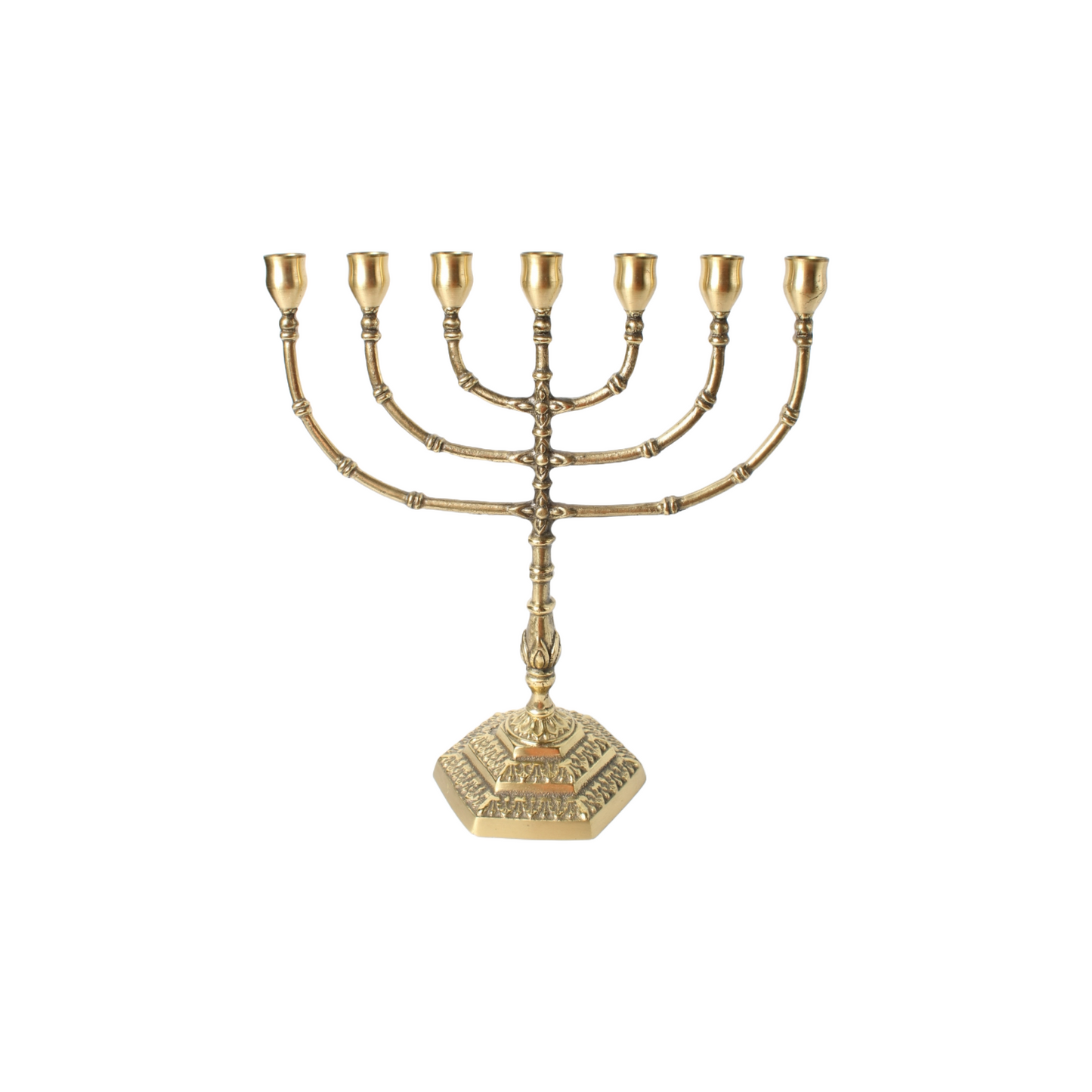 Antique Brass Menorah | Jewish Seven-Branched Candelabrum | Religious Judaica