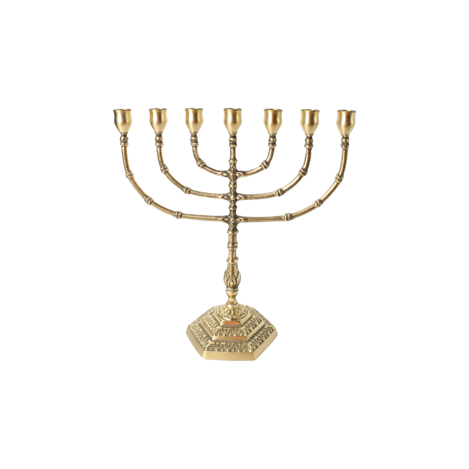 Antique Brass Menorah | Jewish Seven-Branched Candelabrum | Religious Judaica
