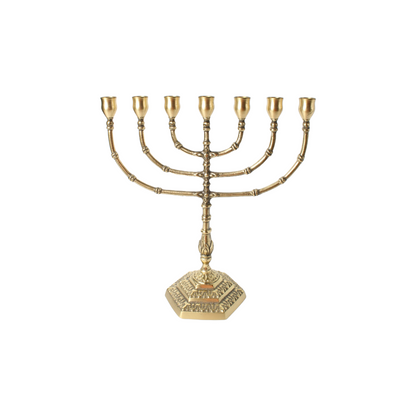 Antique Brass Menorah | Jewish Seven-Branched Candelabrum | Religious Judaica