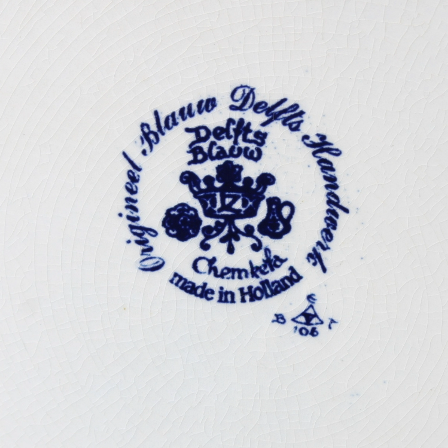 Vintage Delft Blue Ceramic Plate - Winter Landscape with Horse and Windmill 38cm