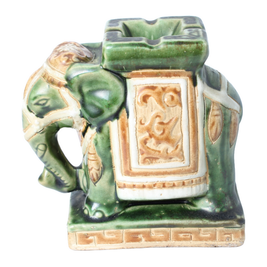 Vintage Ceramic Elephant Incense Holder | Unique Hand-Painted Decoration