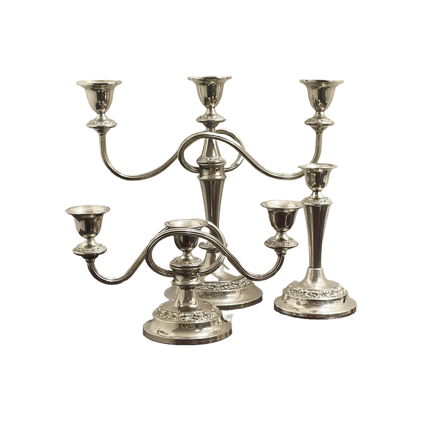Elegant Vintage Silver Plated Candle Holders - Lanthe of England - 1950s