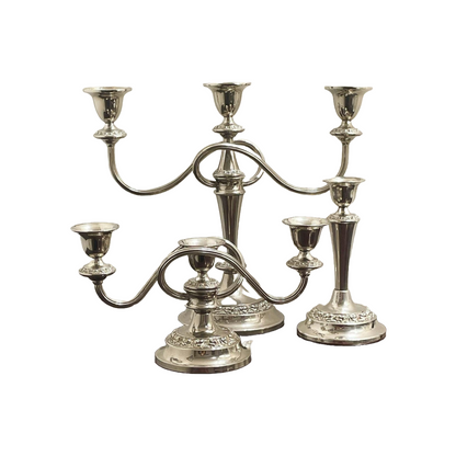 Elegant Vintage Silver Plated Candle Holders - Lanthe of England - 1950s