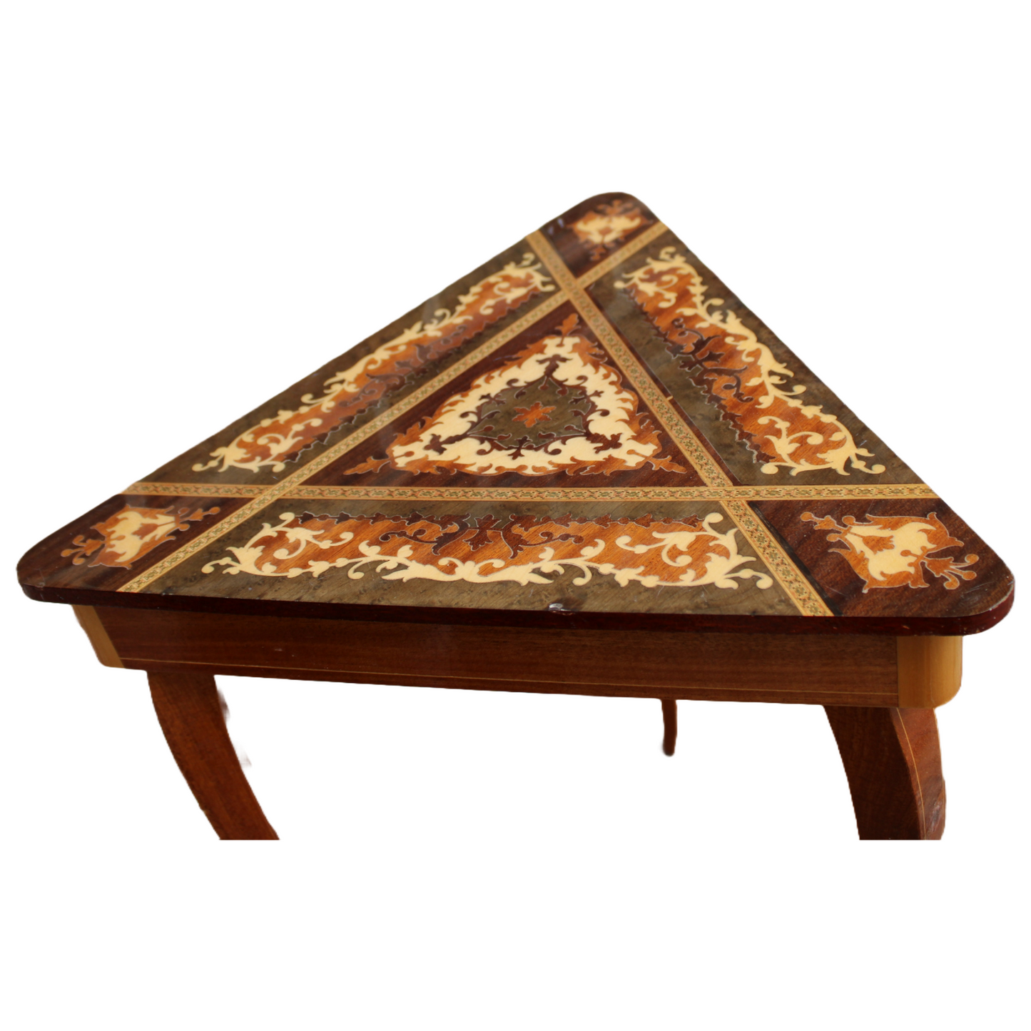 Rare Italian Music Box Table in Triangular Shape!