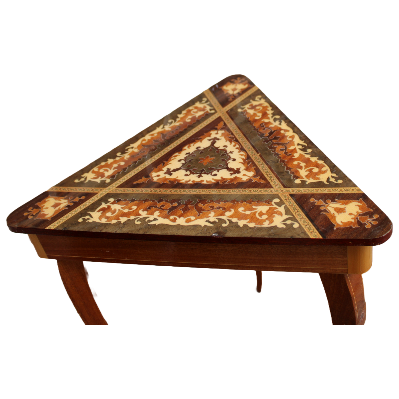 Rare Italian Music Box Table in Triangular Shape!