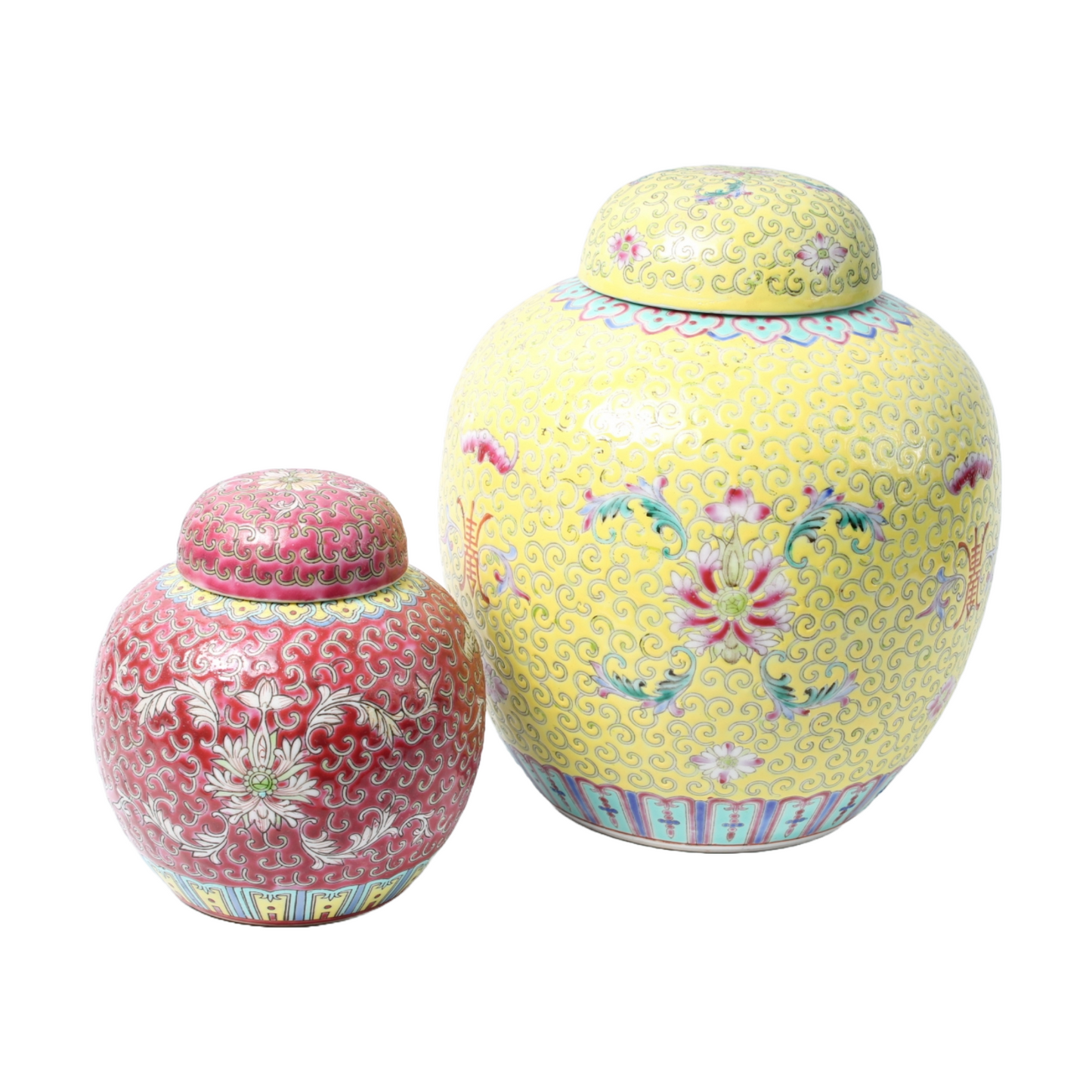 Vintage Chinese Ginger Jar - Hand-Painted Porcelain - 20th Century - 15 cm Tall