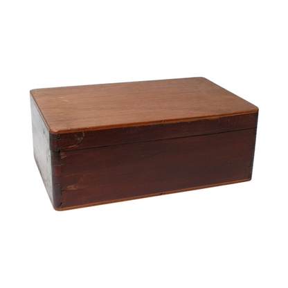 Antique Handcrafted Wooden Box - Unique Vintage Storage Chest - 29x18x11 cm