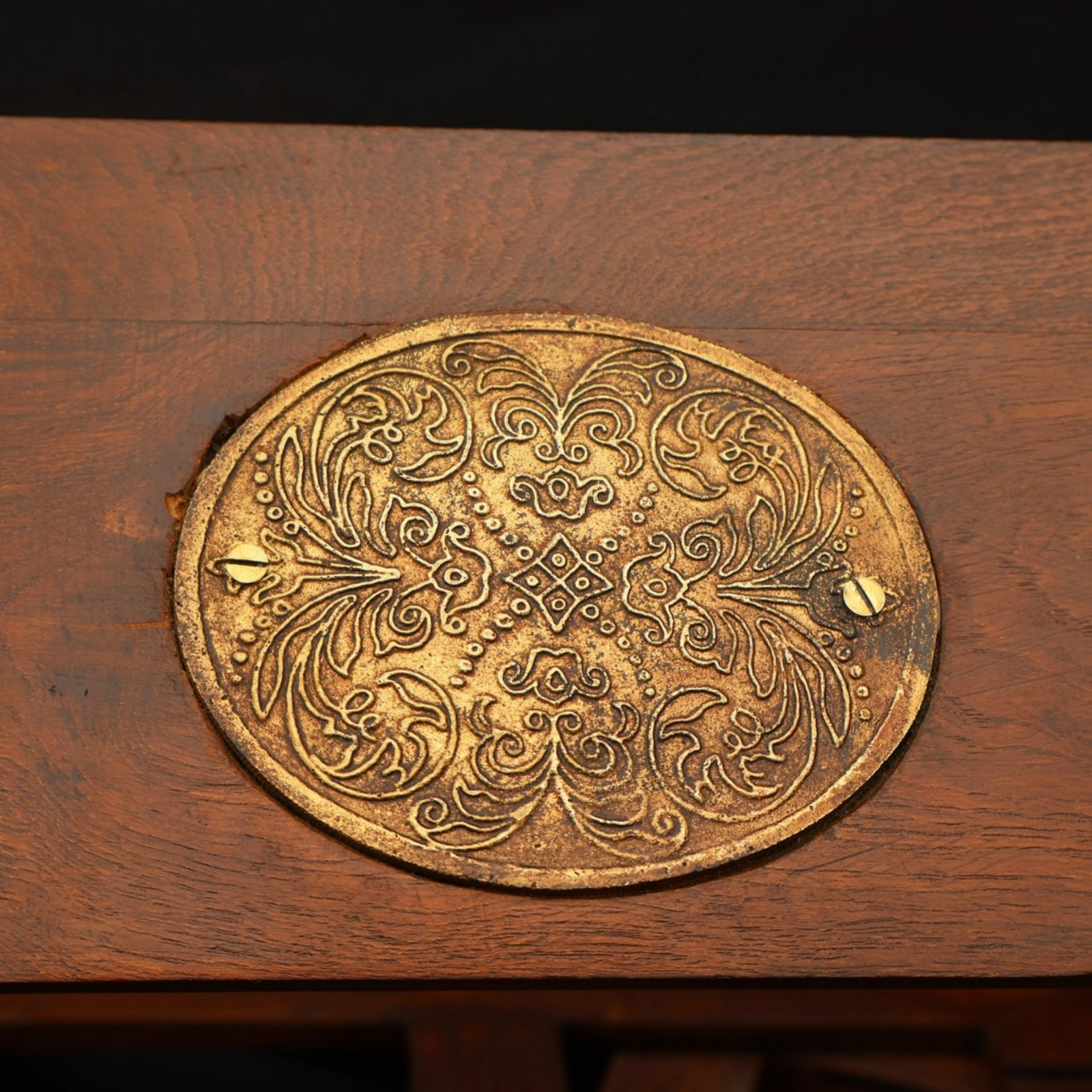 Antique Adjustable Wooden Book Stand with Brass Inlay, UK, Circa 1920-1930