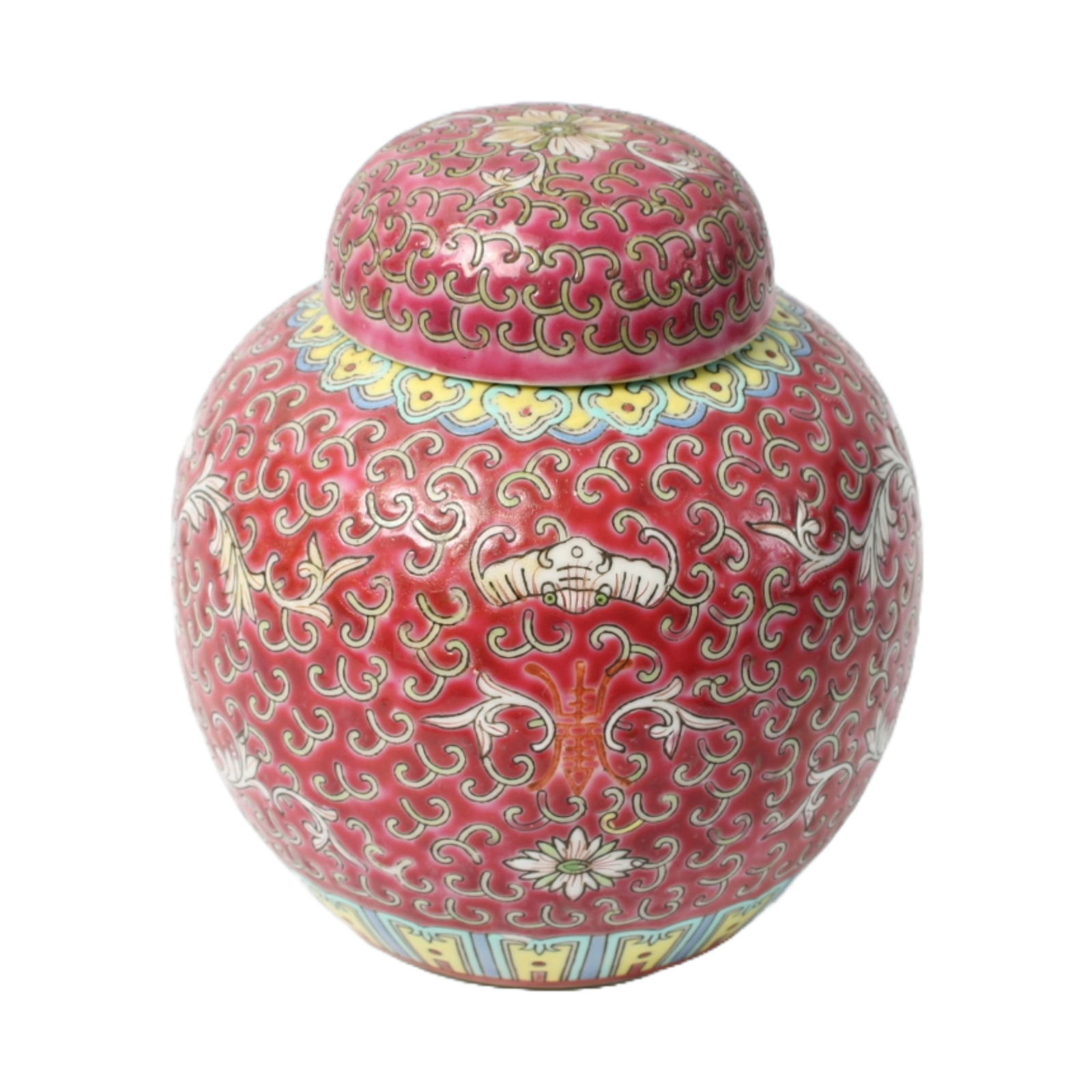 Vintage Chinese Ginger Jar - Hand-Painted Porcelain - 20th Century - 15 cm Tall