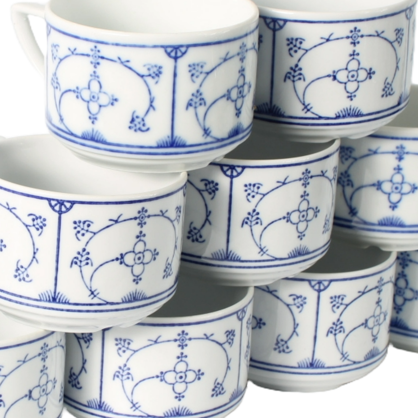 Vintage Jäger Eisenberg Blau Saks coffee set, 9 cups and 10 saucers, hand-painte