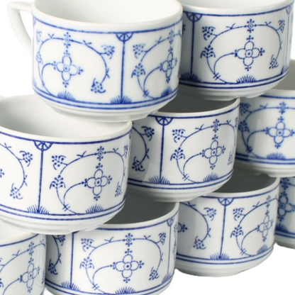 Vintage Jäger Eisenberg Blau Saks coffee set, 9 cups and 10 saucers, hand-painte