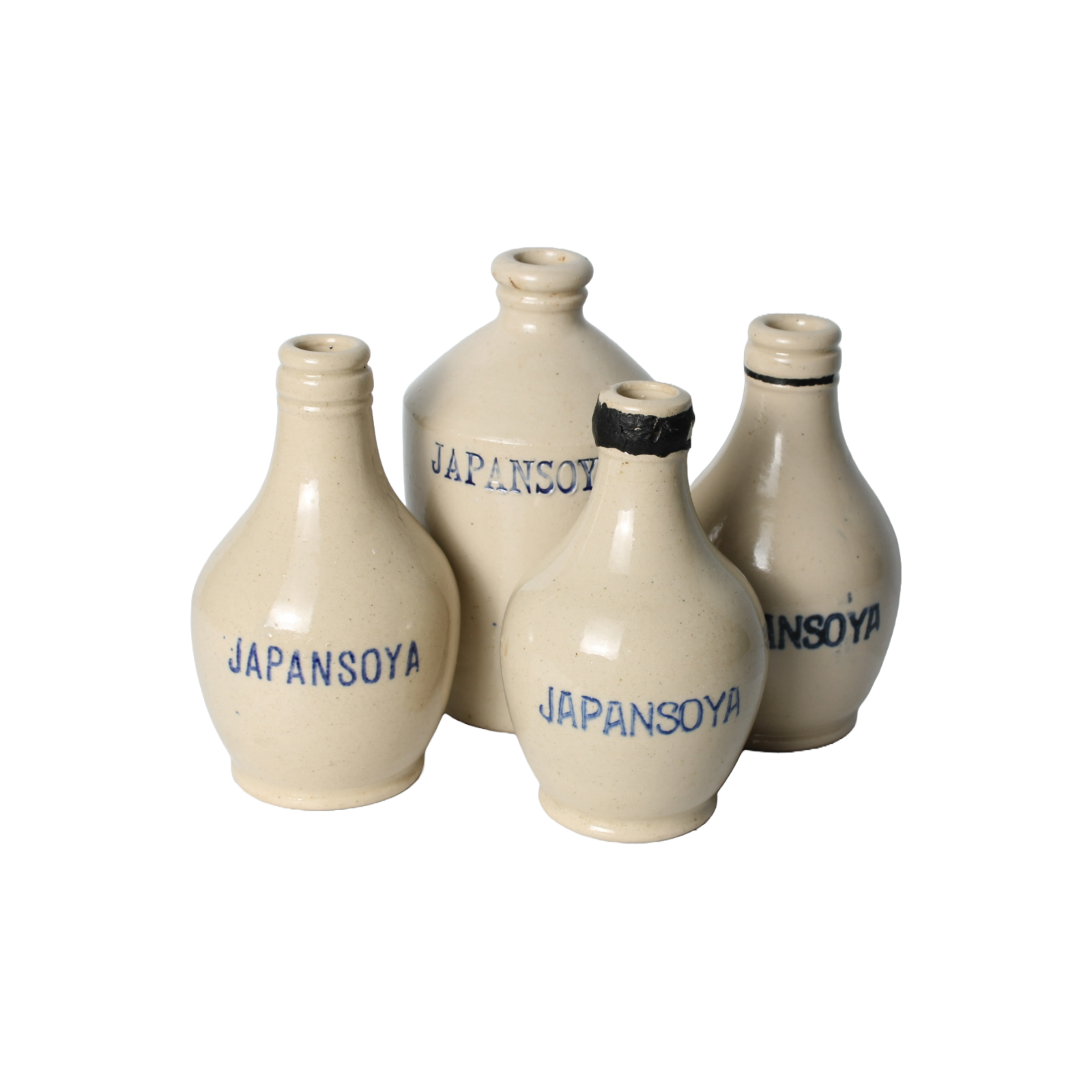 Vintage Japansoya Ceramic Bottles Set, Collectible Condiment Containers, 1880s