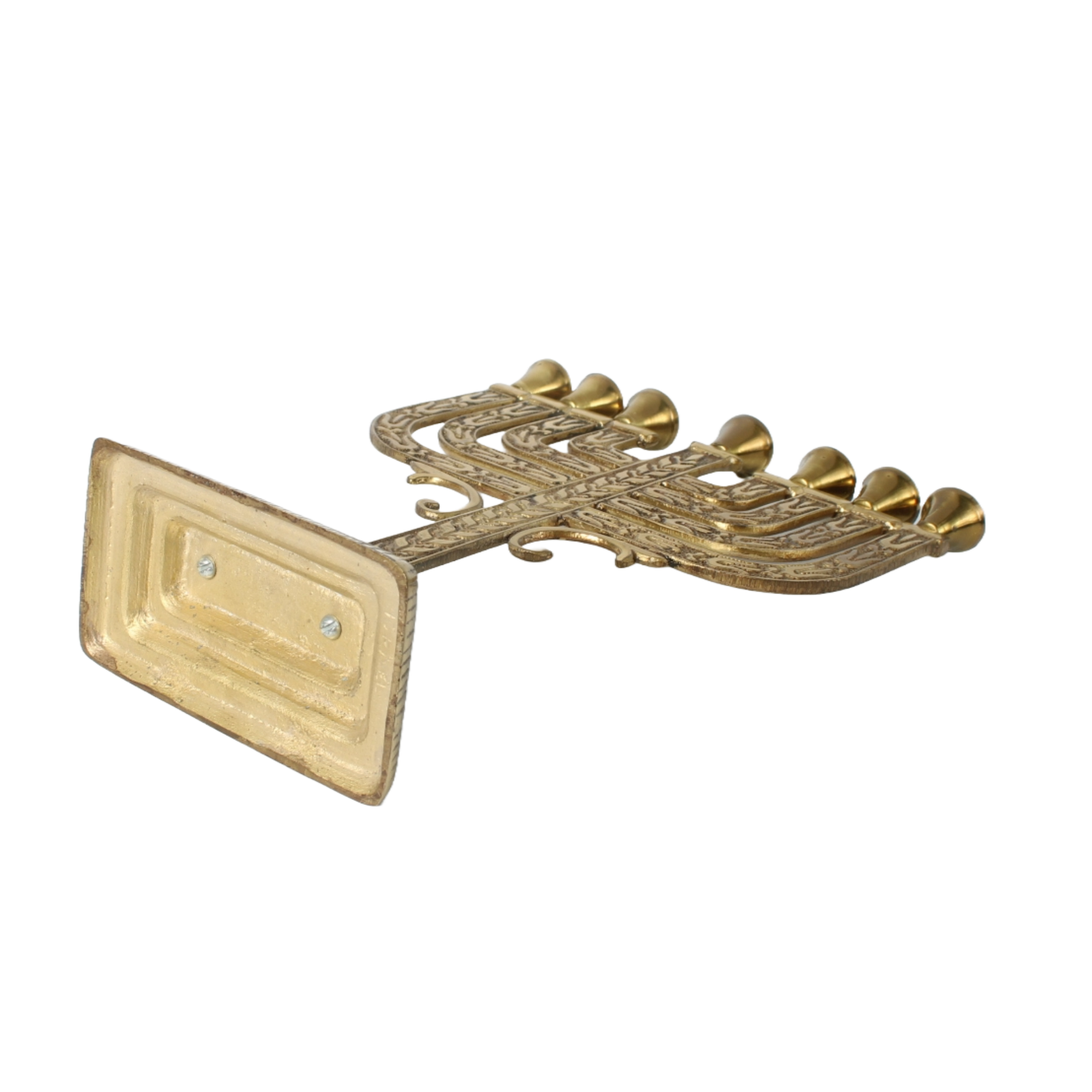 Vintage Handmade Judaica Menorah from Israel, 28 cm Brass, Iconic Jewish Symbol