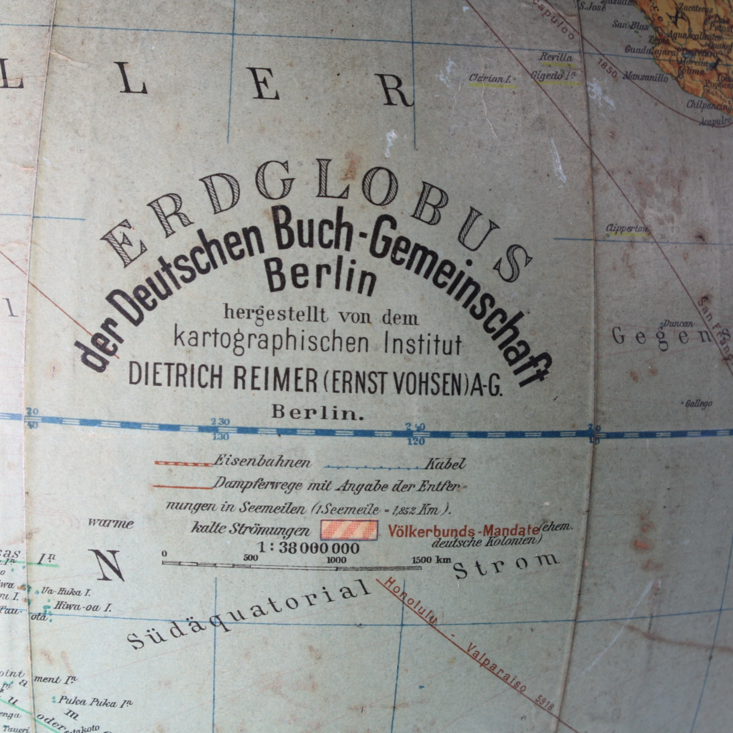 Antique German Globe ca. 1924 | Kartographisches Institut Dietrich Reimer Berlin