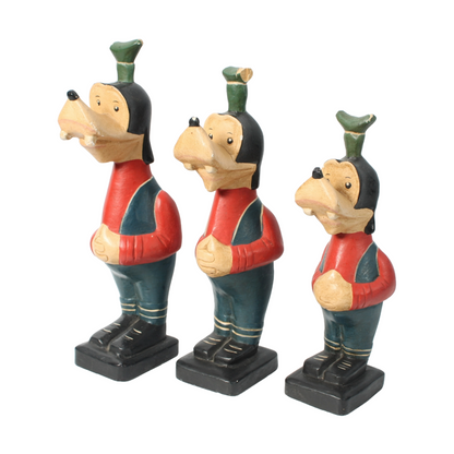 Set of Three Wooden Goofy Figurines – Walt Disney Collectibles – 25.5 cm Tall