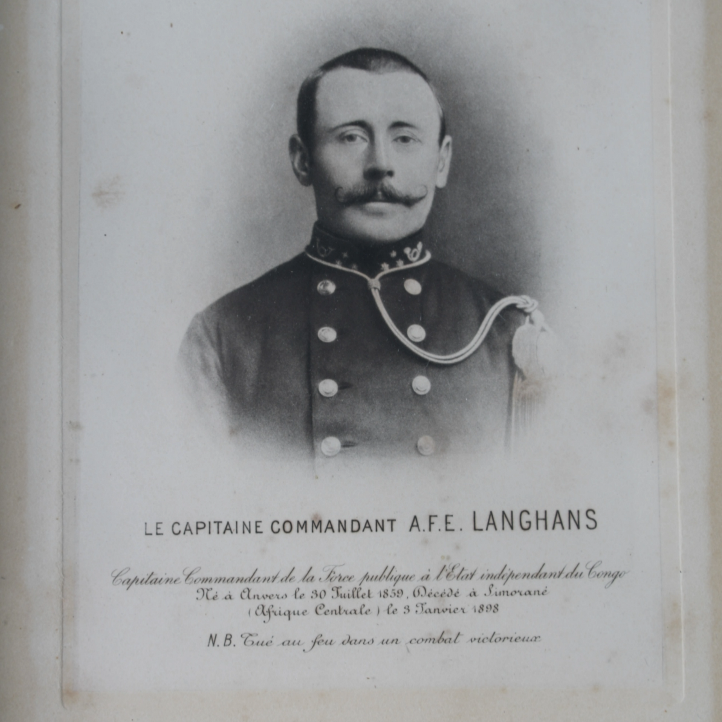 Antique Memorial Portrait of Captain A.F.E. Langhans, Ornate Frame, Belgian