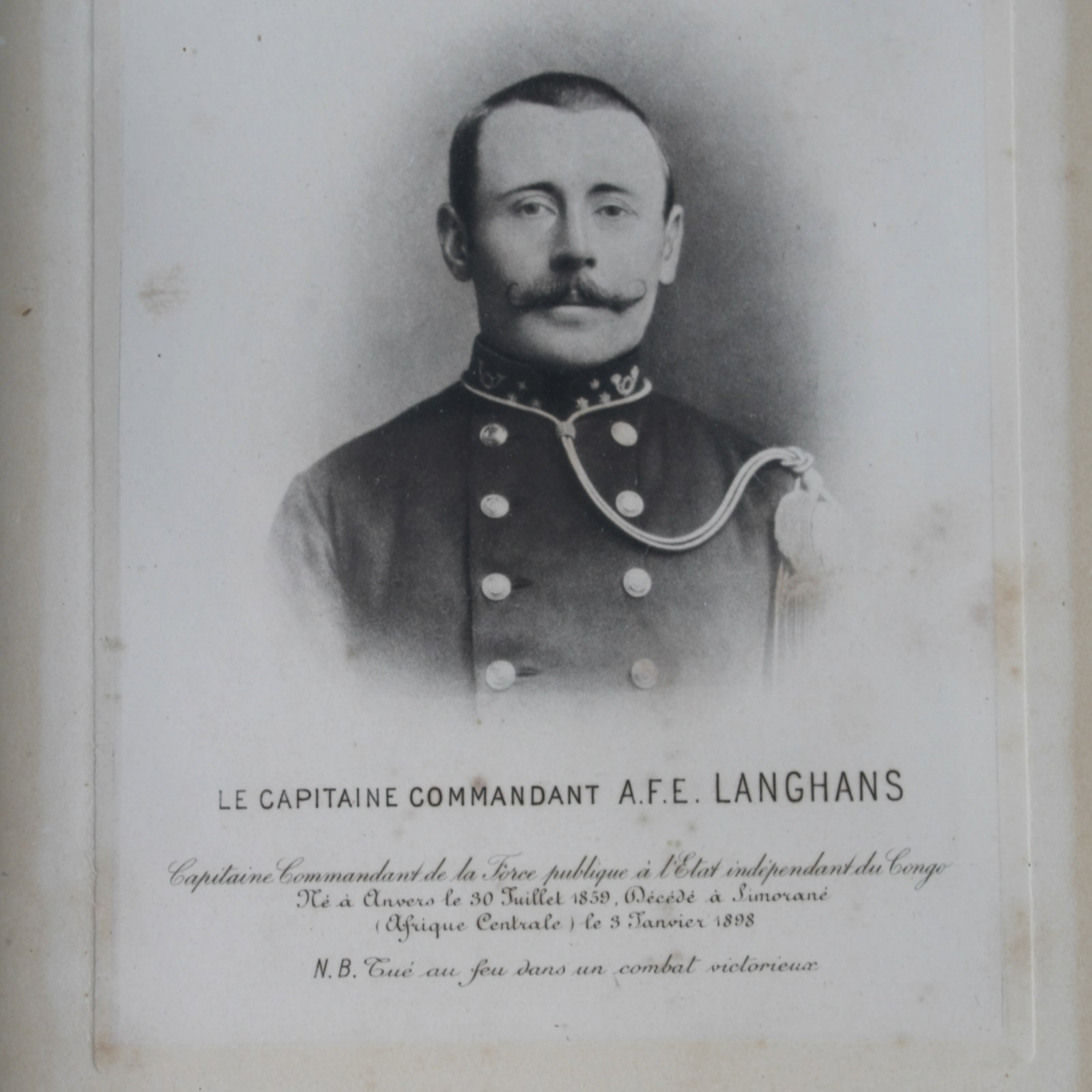 Antique Memorial Portrait of Captain A.F.E. Langhans, Ornate Frame, Belgian