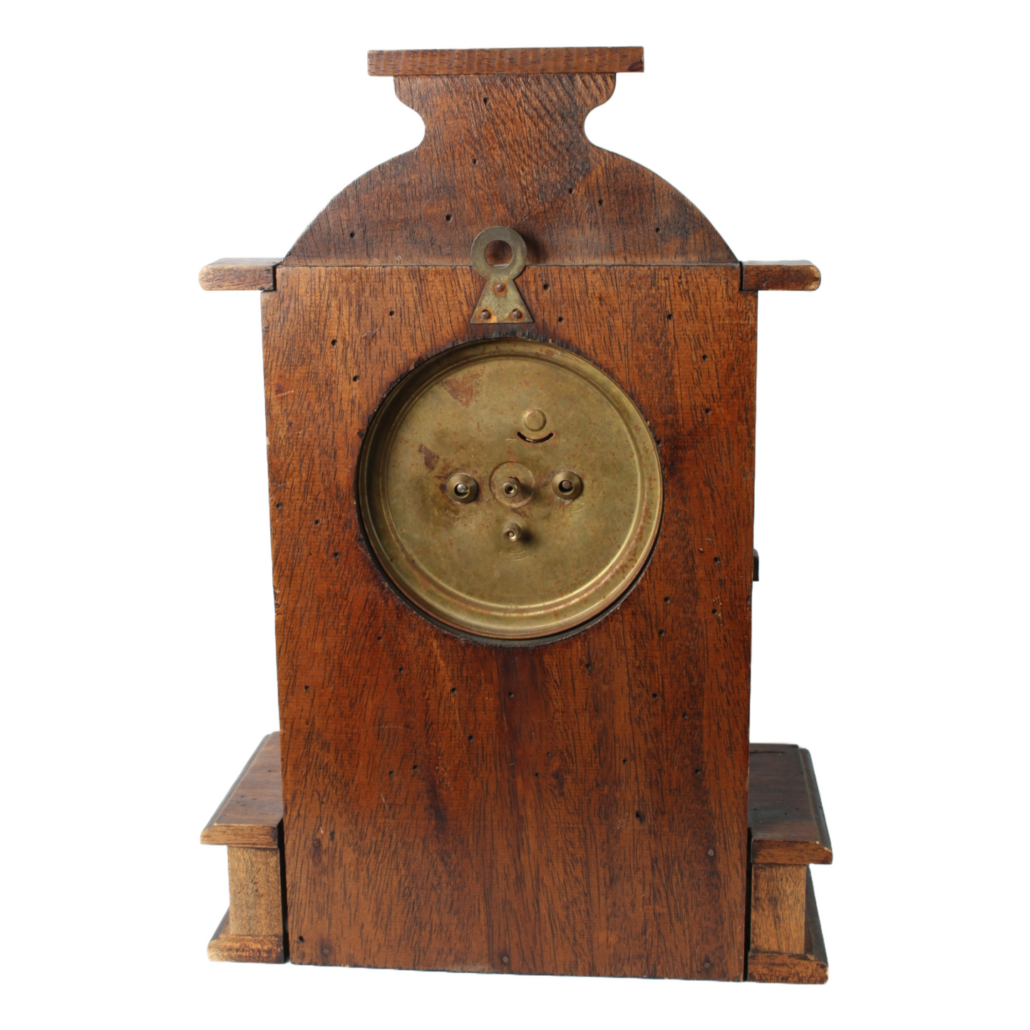 Antique Wooden Mechanical Alarm Clock with Double Bell, Drawer and Pendulum