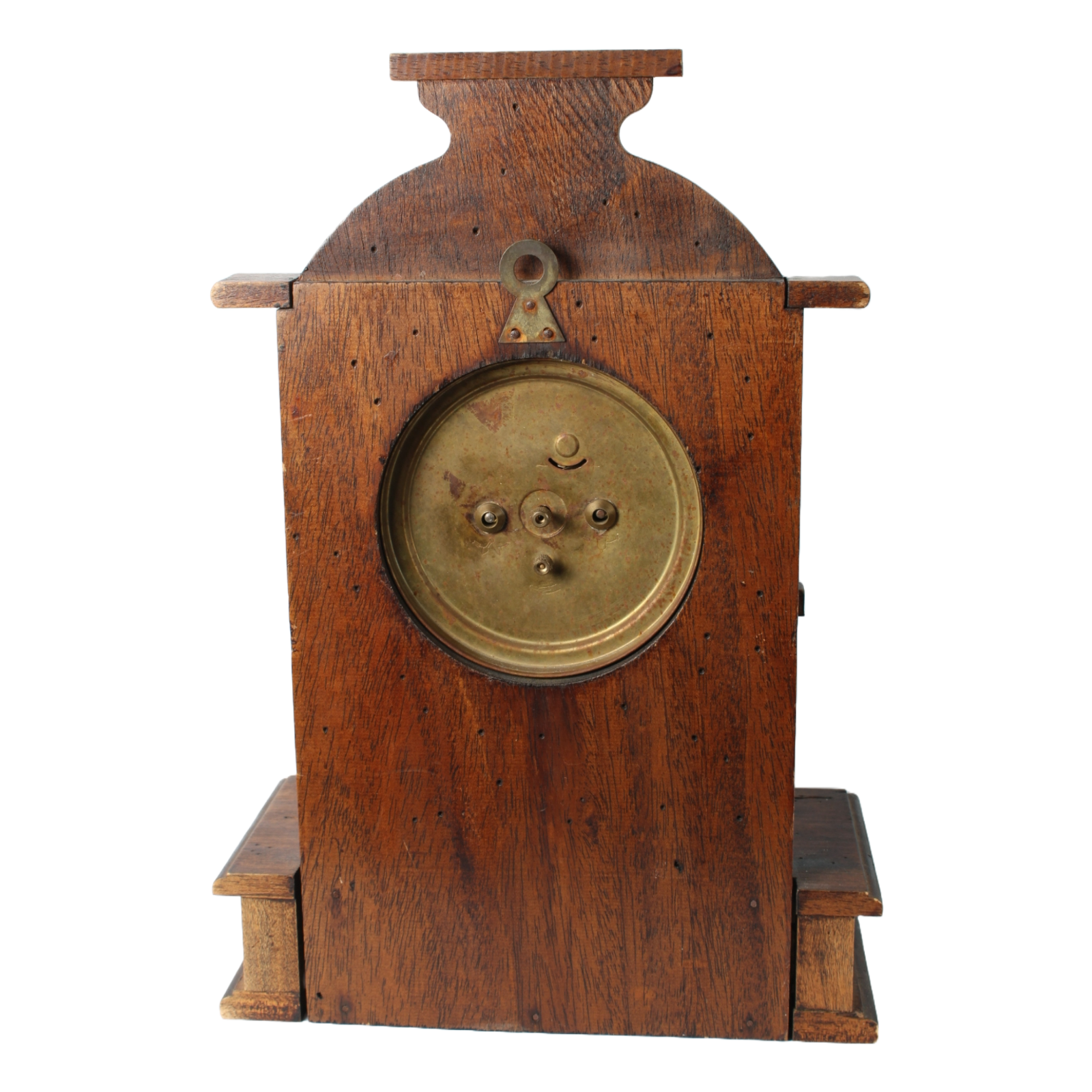 Antique Wooden Mechanical Alarm Clock with Double Bell, Drawer and Pendulum