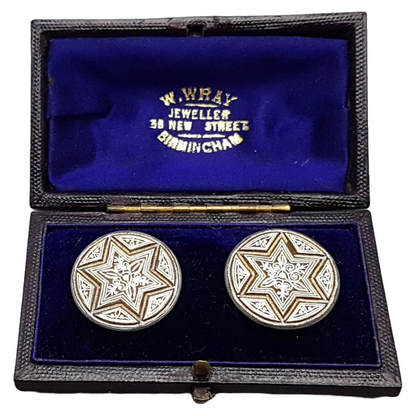 Rare Art Deco Cufflinks ca. 1925 in Original Box by W. Wray Birmingham