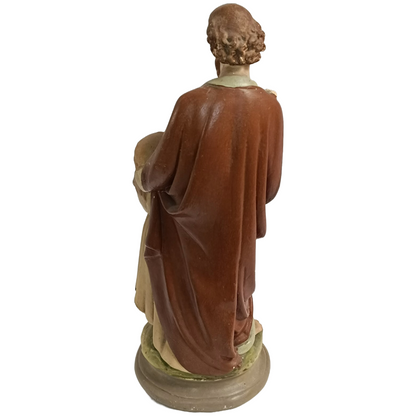 17" Tall Religious Antique Painted Plaster Statue/Sculpture of Jesus & St Joseph