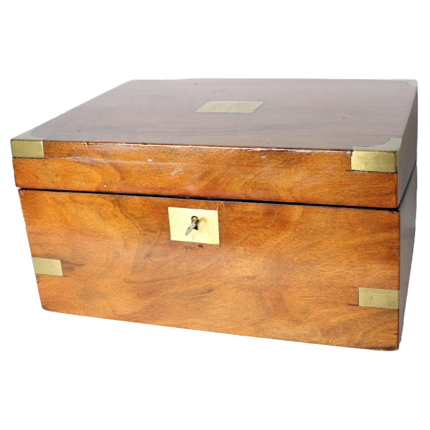 Antique Wooden Writing Box | Brass Details and Inscription | 1899 | Mahogany