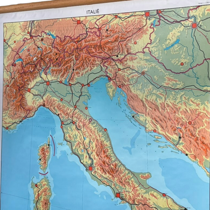 Vintage Relief School Map of Italy from the 1970s