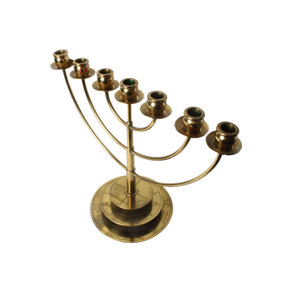 Astrological Menorah, Brass, 20th Century, Decorative and Symbolic