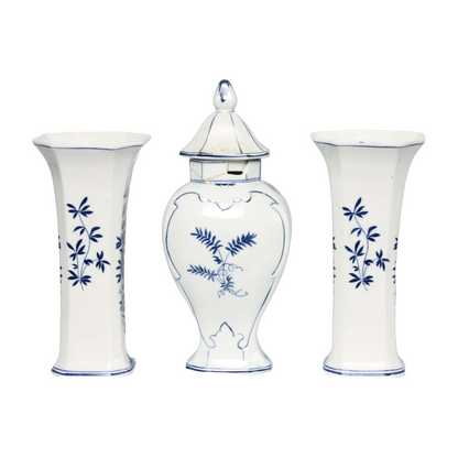 Beautiful 1950s Delft Blue Garniture Set - Set of 3 Pieces