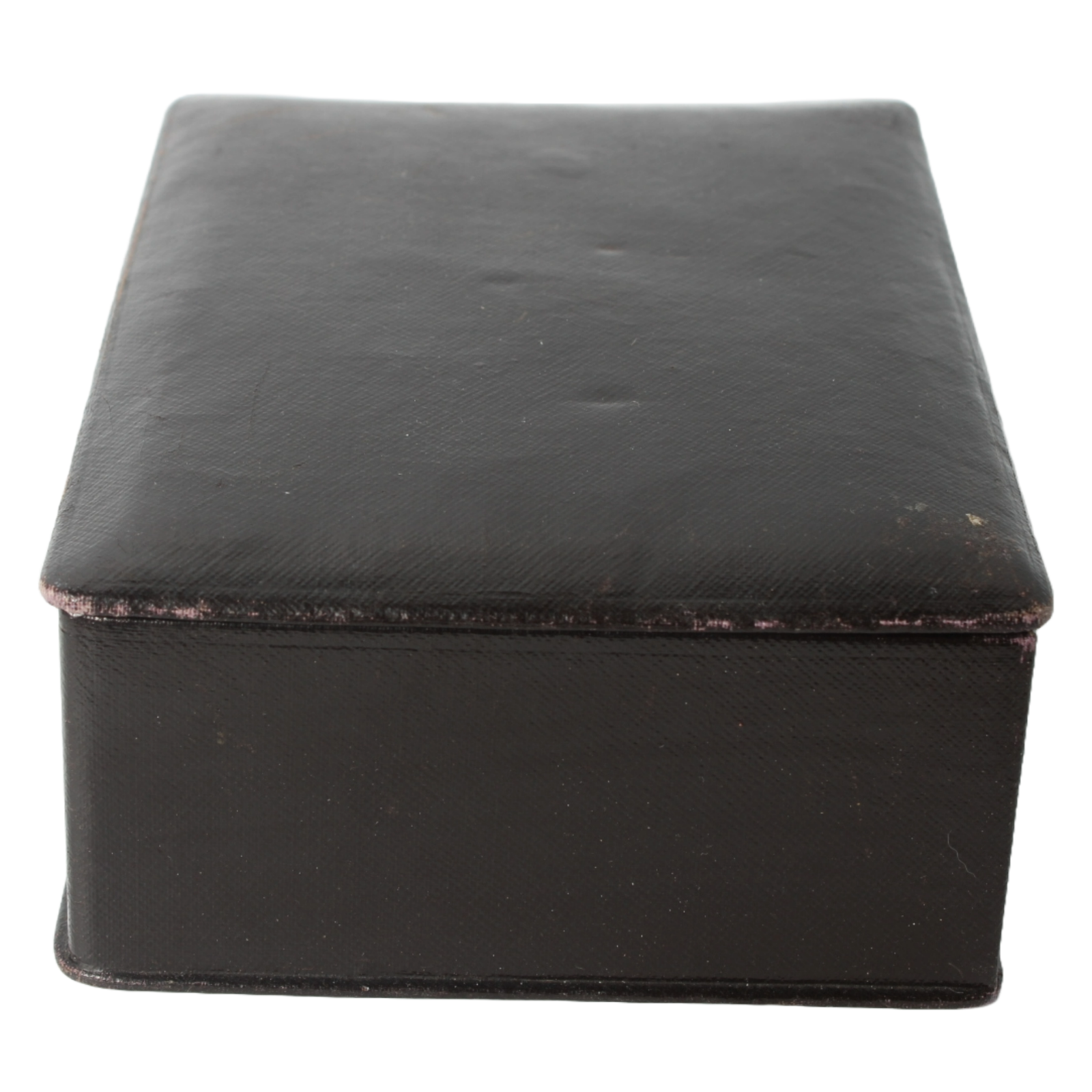 Antique Leather Storage Box – Velvet Interior – Jewelry or Document Box