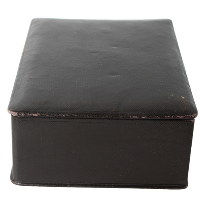 Antique Leather Storage Box – Velvet Interior – Jewelry or Document Box