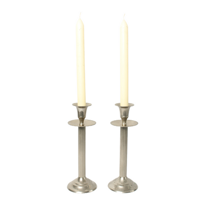 Elegant Pair of Silver-Colored Candle Holders - Classic Design - Timeless