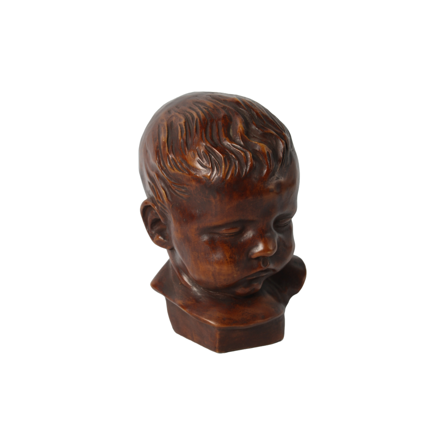 Antique Sleeping Baby Bust Sculpture - Mid-Century Art Decor, Serene and Detaile