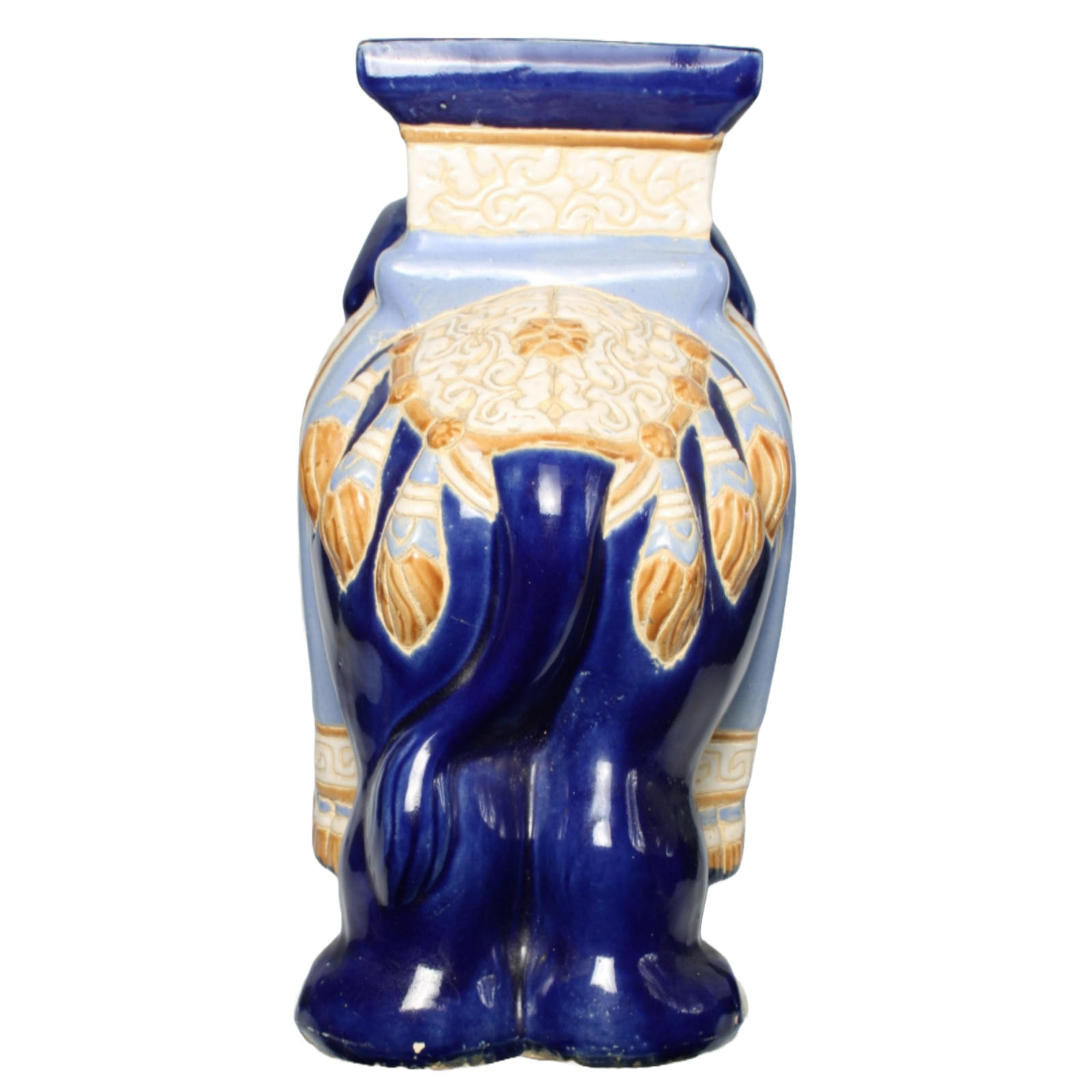 Unique Hand-Painted Ceramic XXL Elephant Plant Stand - Hollywood Regency Style