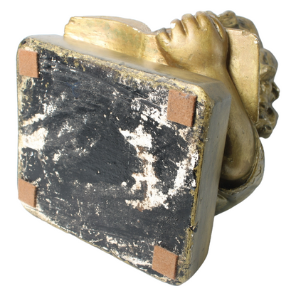 Antique Sculpture of Reading Girl ca. 1920-1940 | Gilded Plaster Composite |