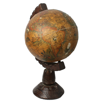 Antique Globe - 45 cm Tall - Wooden Base - Unique World Globe