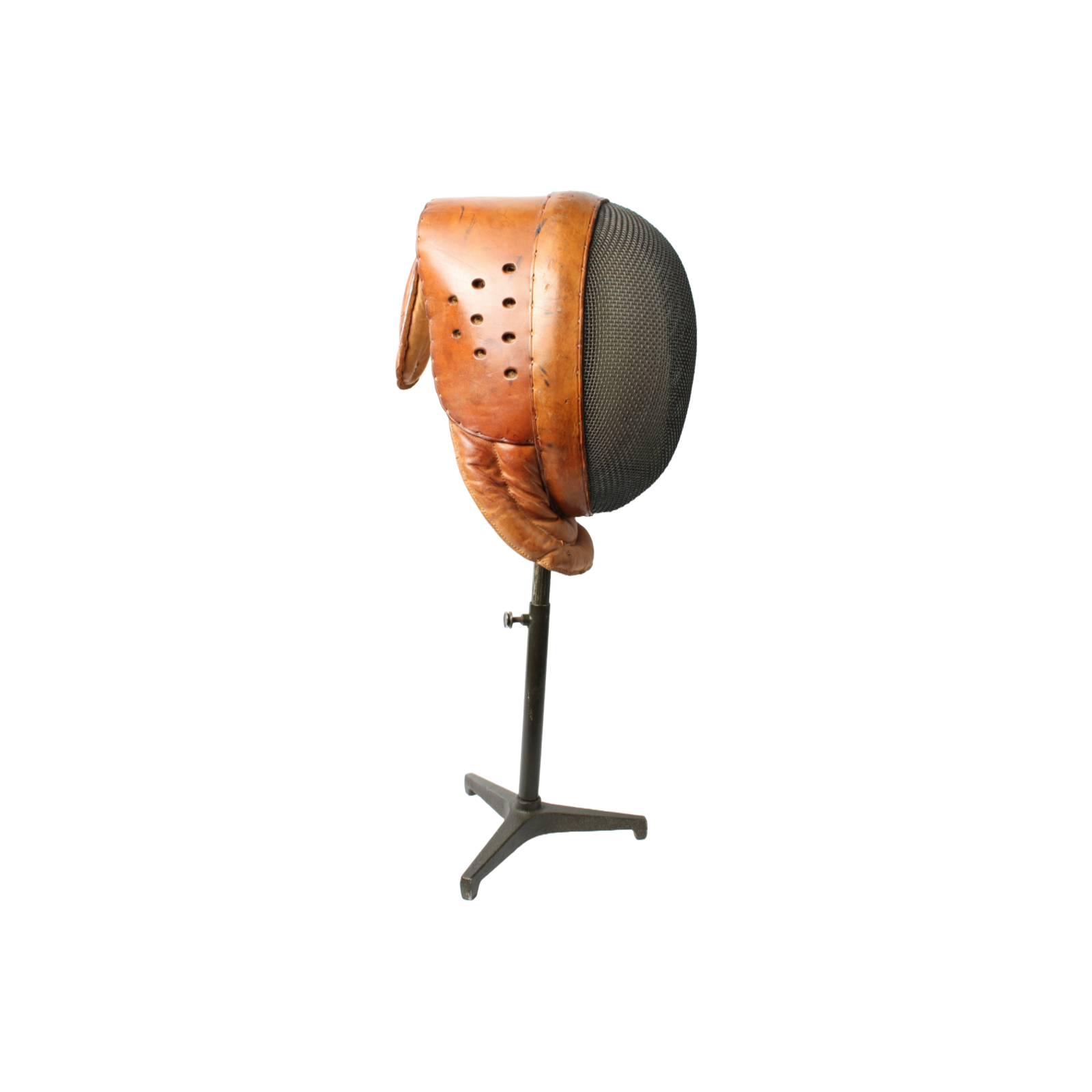Vintage 1920s French Fencing Mask and Mannequin Head on Adjustable Stand