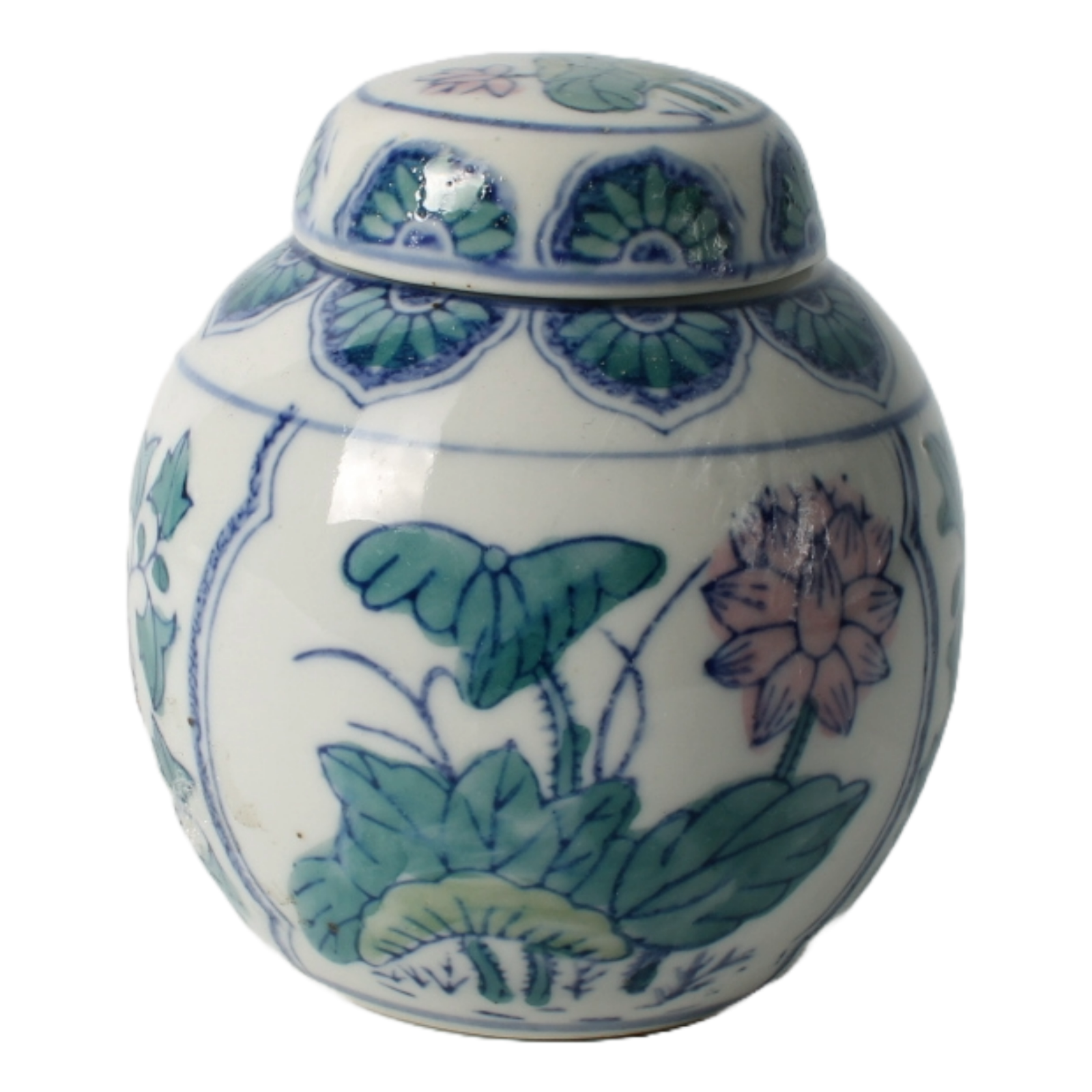 Set of 3 Porcelain Jars with Traditional Chinese Decoration, 20th Century